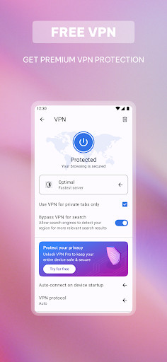 Opera browser with AI & VPN screenshot